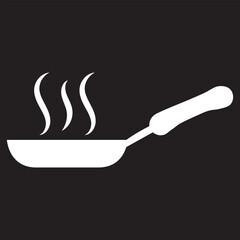 Frying Pan icon black silhouette vector illustration on transparent background