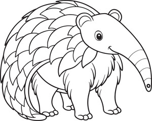 Adorable Anteater Coloring Page Animal Illustration Vector Illustration