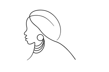 Elegant line drawing of a woman in a headwrap
