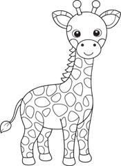 Adorable Cartoon Giraffe Coloring Page Animal Illustration Vector Illustration
