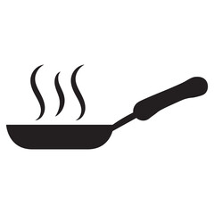 Hot pan, cooking, simple icon, food preparation, kitchen utensil, graphic