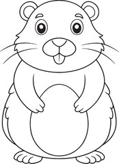 Adorable Cartoon Gopher Coloring Page Printable Design Vector Illustration