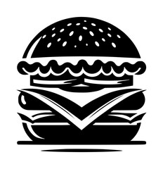 Black and white delicious burger illustration