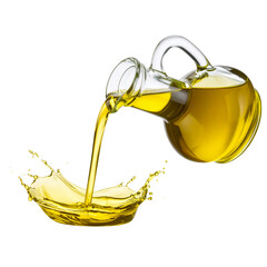 Olive Oil Pouring from Glass Bottle – Transparent PNG