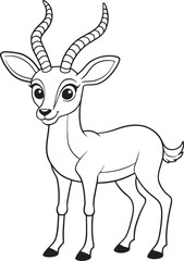 Adorable Cartoon Grant Gazelle Coloring Page Printable Animal Vector Illustration