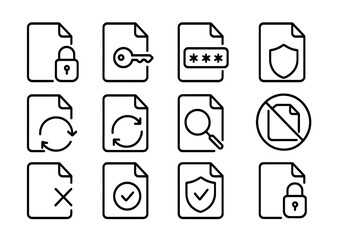 Security icons: lock, key, password, and shield symbols on dark background