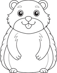 Adorable Groundhog Coloring Page Cute Animal For Kids Vector Illustration