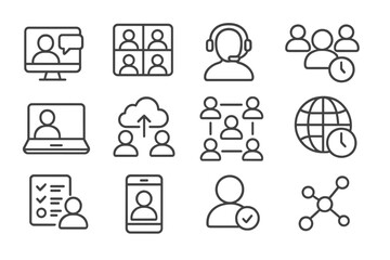 Digital communication and networking concept icons in gray