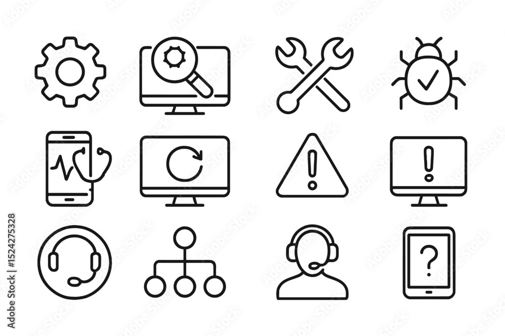 Fototapete technology and it support icons on gradient background