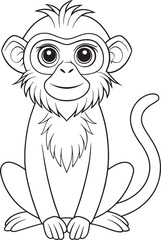 Adorable Cartoon Guereza Colobus Coloring Page Printable Cute Animal Vector Illustration