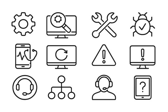 Technology and it support icons on gradient background