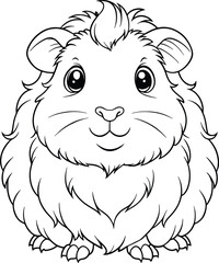 Adorable Guinea Pig Coloring Page Cute Pet Animal Drawing Vector Illustration