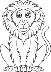 Adorable Hamadryas Baboon Coloring Page Cute Monkey For Kids Vector Illustration