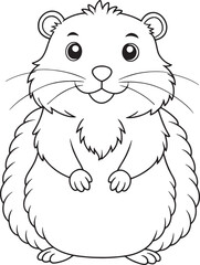 Adorable Hamster Coloring Page Pet Animal Line Art Drawing Vector Illustration