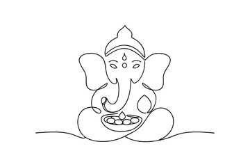 Ganesha hindu god line drawing art illustration