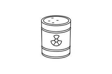 Radioactive waste barrel line drawing illustration