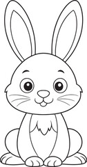 Adorable Hare Coloring Page Cartoon Animal Illustration Vector Illustration