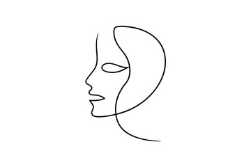 Elegant minimalist line drawing of a woman's face