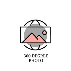 Flat Icon of 360 Degree Photo – Panoramic Image Symbol