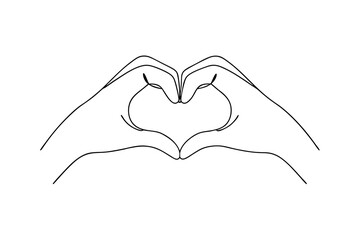 Fototapeta premium Hands forming heart shape line drawing simple love gesture