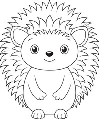 Adorable Hedgehog Coloring Page Printable Animal Illustration Vector Illustration