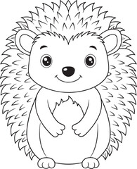 Adorable Hedgehog Line Art Animal Drawing For Kids Coloring Book Pages Vector Illustration