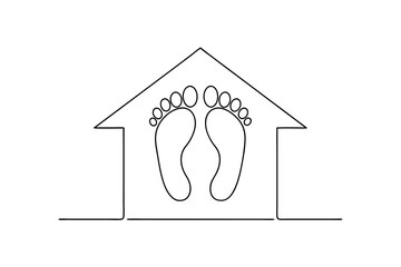 Simple line drawing house feet home stay home