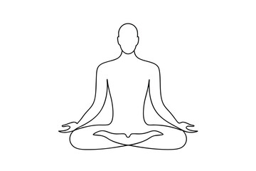 Simple line drawing of person in lotus yoga pose meditation