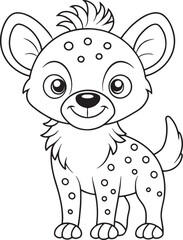 Adorable Hyena Cub Cartoon Drawing For Kids Coloring Pages Vector Illustration