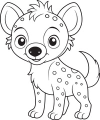 Obraz premium Cute cartoon spotted hyena standing alone looking happy