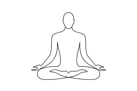 Simple line drawing of person in lotus yoga pose meditation