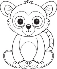 Adorable Indri Coloring Page Cute Cartoon Animal Vector Illustration