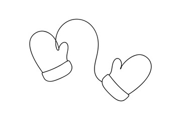 Simple line drawing of winter mittens hanging