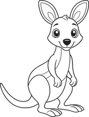 Adorable Kangaroo Cartoon Line Art For Coloring Pages And Kids Activities Vector Illustration