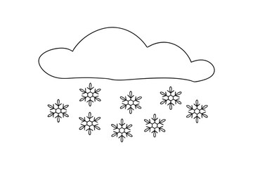 Simple line drawing snow cloud winter snowflakes