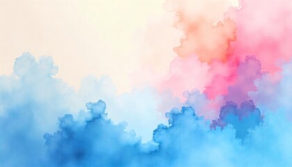 Fototapeta premium Delicate Watercolor Clouds Abstract Illustration in Soft Pastel Colors Design
