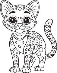 Adorable Cute Margay Coloring Page Printable Design Vector Illustration