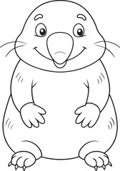 Adorable Mole Coloring Page Cute Cartoon Animal Vector Illustration