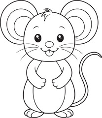 Adorable Cartoon Mouse Coloring Page Cute Animal Vector Illustration