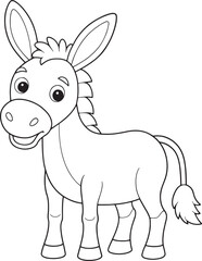 Adorable Mule Coloring Page Animal Illustration For Kids Vector Illustration