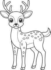 Adorable Musk Deer Coloring Page For Kids Vector Illustration
