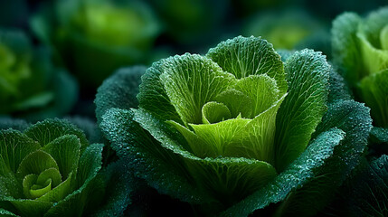 Lettuce Texture Close-Up, High-Resolution Macro Photography, Natural Light
