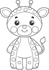 Adorable Giraffe Coloring Page Cartoon Animal For Kids Vector Illustration