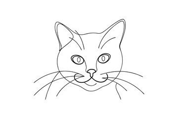 Simple line drawing of a cute cat face