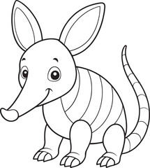 Adorable Aardvark Coloring Page Animal Illustration For Kids Vector Illustration