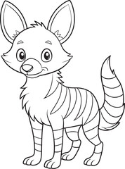Adorable Aardwolf Cartoon Drawing For Coloring Pages Vector Illustration