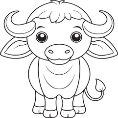 Adorable Cartoon African Buffalo Coloring Page Animal Illustration Vector Illustration