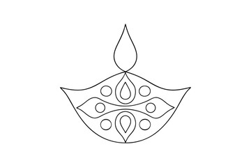 Fototapeta premium Simple line drawing of a diwali diya oil lamp