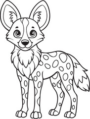 Adorable African Wild Dog Coloring Page Cute Puppy Cartoon Animal Illustration Vector Illustration