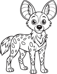 Adorable African Wild Dog Coloring Page Cartoon Animal Illustration Vector Illustration
